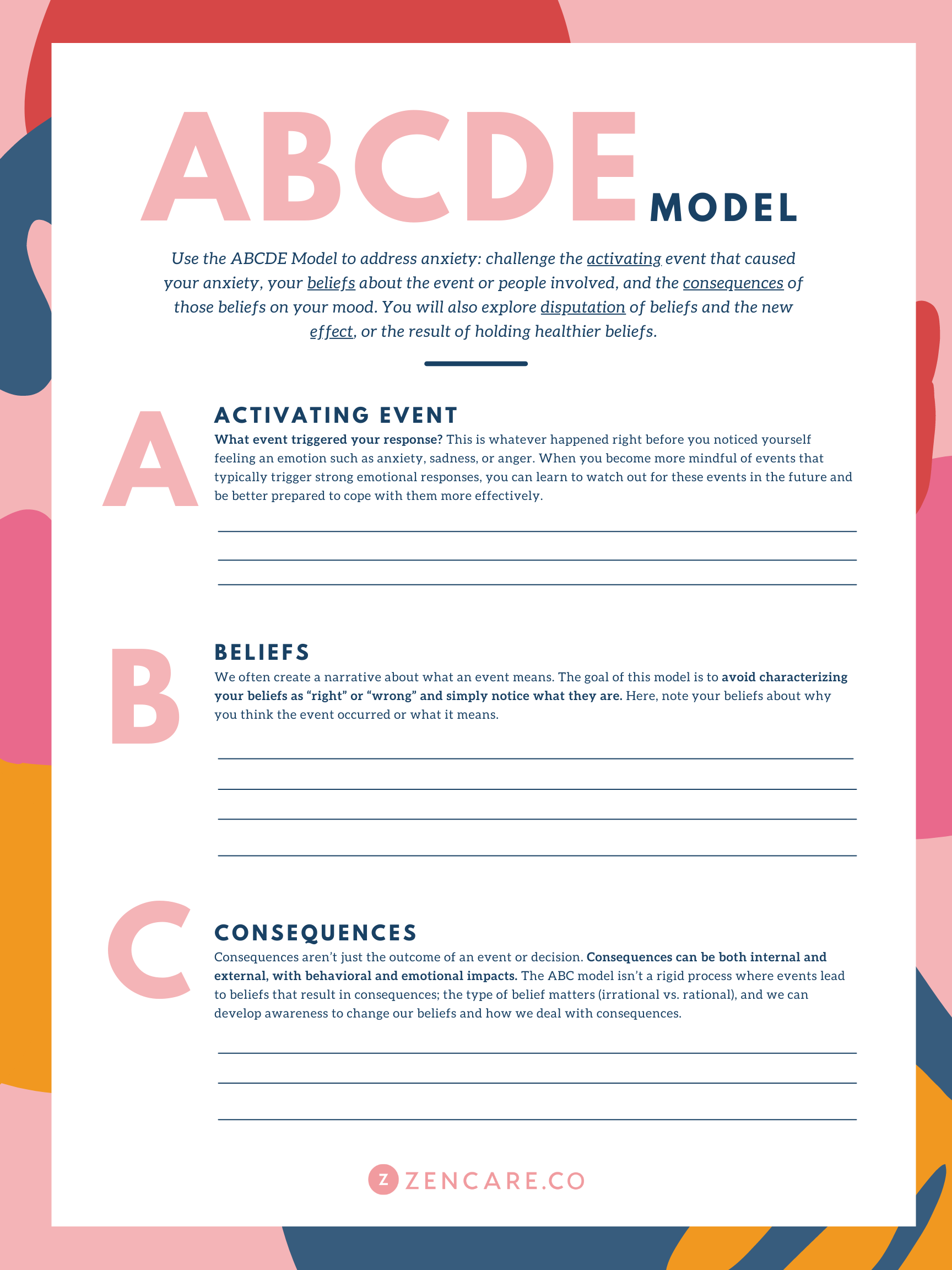 Abcde Model The Core Model Of Cognitive Behavioral Th