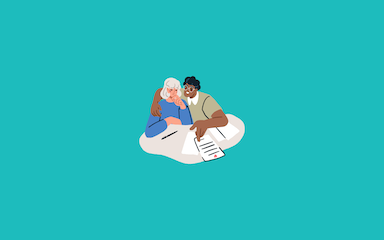 Couple looking through Gottman worksheets